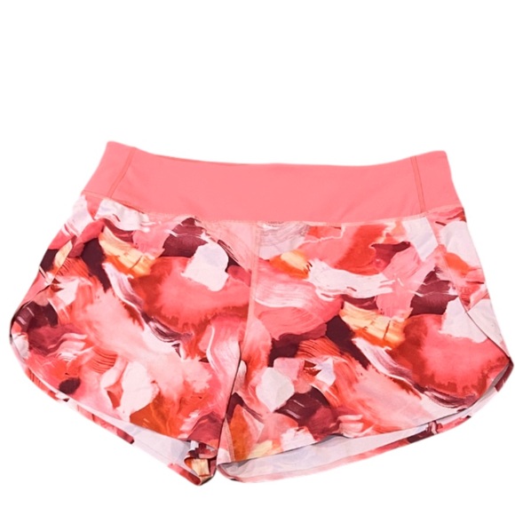 Athleta Run With It Pink and Red Patterned Athletic Running Shorts Size Large - Picture 3 of 15